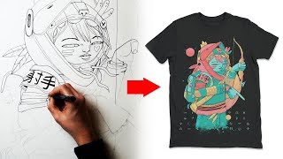 How I design a T Shirt  Clothing Art Tutorial [upl. by Ynohtnakram]