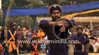 Nihang Sikh warriors display martial skills with weapons [upl. by Seraphim]