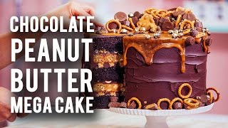 How To Make A CHOCOLATE PEANUT BUTTER MEGA CAKE Rich Chocolate Sweet Caramel amp Peanut Butter [upl. by Ryan512]