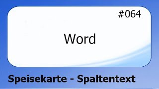 Word 064 Speisekarte  Spaltentext deutsch [upl. by Landau933]