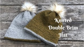 Knitted Double brim Hat  written pattern amp Tutorial [upl. by Weinstein369]