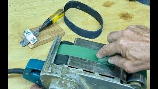 My Whizbang BeltSander ChiselSharpening Jig [upl. by Acirat813]