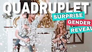 SURPRISE QUADRUPLET ANNOUNCEMENT AT GENDER REVEAL PARTY [upl. by Oria]