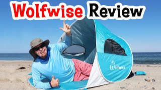 WOLFWISE Easy Pop Up Beach Tent Review WILL IT BLOW AWAY [upl. by Neelrad936]