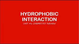 AP Biology Hydrophobic Interaction [upl. by Goar]