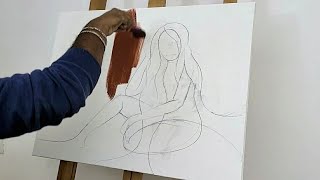 Figurative Painting  Acrylic Abstract Painting  Step By Step [upl. by Narhem]