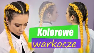 Kolorowe warkocze na włosach do ramion [upl. by Ynove]