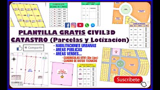 PLANTILLA GRATIS CIVIL3D  CATASTRO Parcelas y Lotizacion [upl. by Eeraj728]