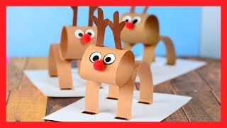 3D REINDEER CRAFT  fun Christmas paper craft for kids [upl. by Bunde499]