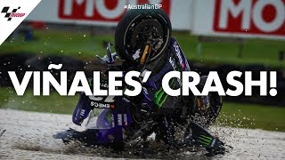 Viñales crashes on last lap battle with Marquez  2019 AustralianGP [upl. by Eimmak]