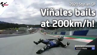 Viñales scary crash at over 200kmh  2020 Styrian GP [upl. by Illak909]