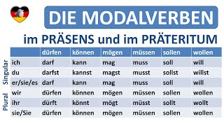 Deutsch lernen die Modalverben  Präsens  PräteritumGerman modal verbs in simple present  past [upl. by Hazard379]