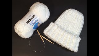 HOW TO KNIT  EASY RIBBED HAT  in the round [upl. by Amelie719]