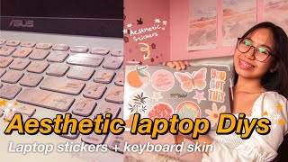 AESTHETIC LAPTOP DIYs I Diy laptop stickers and Diy keyboard skin [upl. by Leahkim]