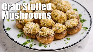 Crab Stuffed Mushrooms  Easy Appetizer Recipe [upl. by Refiffej]