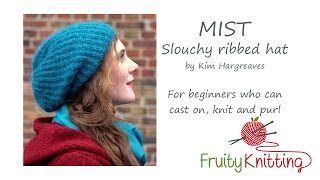 Mist Slouchy Ribbed Hat by Kim Hargreaves [upl. by Ehgit158]