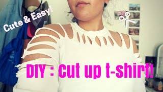 DIY  Cute amp Easy Tshirt Cut Up Design [upl. by Hayimas490]