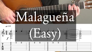 MALAGUENA  Easy Arrangement  Full Tutorial with TAB  Fingerstyle Guitar [upl. by Ahc]