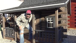 Amish Built Tiny HousesA Tour of an Amish Log Cabin Deer Blind Tiny House and Patio Retailer [upl. by Hausmann959]