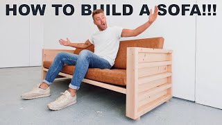 DIY SOFA MADE OUT OF 2X4S  FREE PLANS  MODERN BUILDS [upl. by Siuqram]