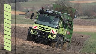 Miststreuen  UNIMOG U529 Agrar mit Bergmann TSW 3140 [upl. by Eceined]