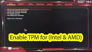 How to enable tpm in bios gigabyte Intel and AMD [upl. by Noicnecsa]