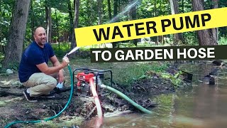 Can a water pump be used for a garden hose I use a trash water pump to run my sprinkler offgrid [upl. by Anerual]