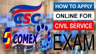 HOW TO APPLY ONLINE FOR CIVIL SERVICE EXAM COMEX ONLINE APPLICATION STEP BY STEP REGISTRATION [upl. by Rolf]