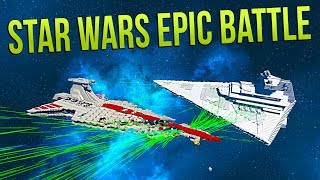 IMPERIAL STAR DESTROYER vs VENATOR Star Wars EPIC Battle  Space Engineers Battle [upl. by Aver]