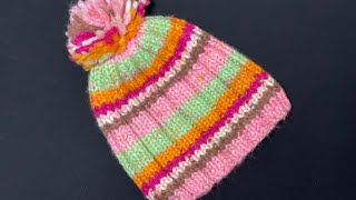 Easy knit hat for adults Knit ribbed hat Knitting for Baby [upl. by Tiebold]