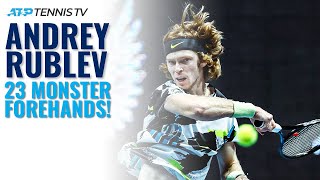 23 MONSTER Andrey Rublev Forehands 😳 [upl. by Gerty]