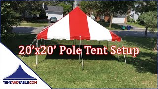 How to Setup a 20x20 Pole Tent  Party Pole Tent Assembly [upl. by Nosniv]