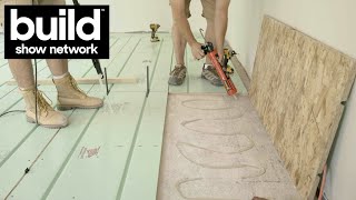 Installing RADIANT HEAT floors with Warmboard  Part 1 [upl. by Aynotel]