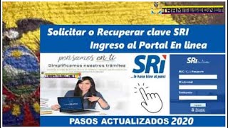 🌟Solicitar o Recuperar clave del SRI EN LÍNEA [upl. by Mcintosh]