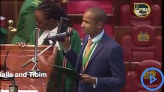 Babu Owino mentions Raila and tibim in his swearing in at parliament [upl. by Ahsenod]