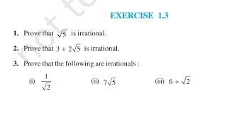 EXERCISE 13 MATHS CLASS 10th NCERT SOLUTION  Prove that irrational No [upl. by Eilak]