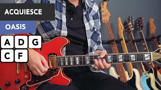 Oasis Acquiesce Guitar Lesson Tutorial  All Riffs amp Chords [upl. by Ab]