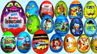 26 Surprise eggs Kinder Maxi Disney Pixar Cars 2 Маша и Медведь Kinder Surprise Toy Story [upl. by Ahsirtal]