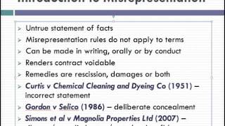 Misrepresentation Lecture 1 of 4 [upl. by Stanwood917]