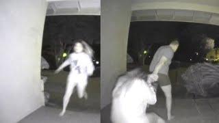 Woman Screams for Her Life on Doorbell Camera Footage [upl. by Aretha]