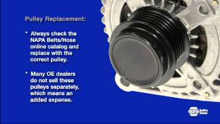 Alternator Decoupler Pulley How to Inspect and Replace  NAPA BeltsHose Short Version [upl. by Ecal]