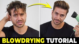 HOW TO USE A HAIR DRYER  Blowdrying Tutorial  Mens Hairstyle Tutorial 2022 [upl. by Bibbie]