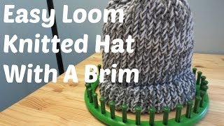 Easy Loom Knitted Hat With A Brim [upl. by Kinney]