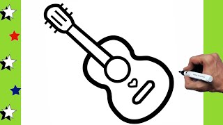 Guitar Drawing Easy  How To Draw a Guitar step by step [upl. by Islaen]