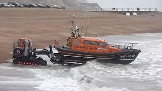 Rough weather launch of the Hastings Lifeboat 27 April 2019 [upl. by Eatnoed]