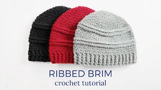 Ribbed Brim Crochet Tutorial  Top Down Crochet Beanie Hat [upl. by Eeraj]