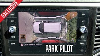 How to use Volkswagens Park Assist amp Park Pilot  Testing the VW ATLAS  Tech Review [upl. by Jonme432]