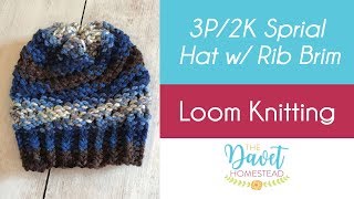 Spiral Hat with Rib Brim  Loom Knitting [upl. by Eelytsirk330]