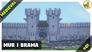 Mur oraz Brama Obronna do Zamku  Minecraft Średniowiecze 01  Poradnik [upl. by Ingrim]