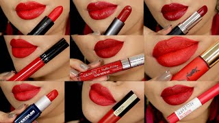 Valentines Red Lipstick Swatches  MAYBELLINE LOREAL COLOURPOP SEPHORA YSL KRYOLAN  LUNA [upl. by Airtina]